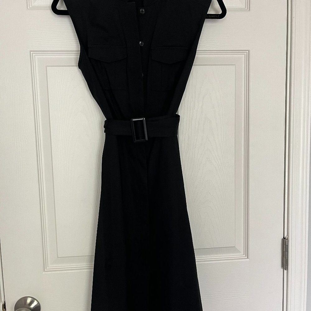 Ann Taylor Black Belted Button Down Shirt Dress Sz 2